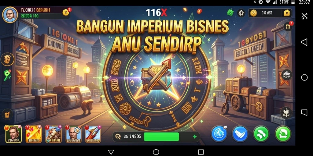 Screenshot permainan 116X menampilkan aksi membangun bisnis yang mendebarkan.