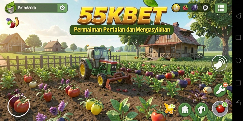 Tampilan gameplay menarik di 55KBET dengan pertanian yang rimbun.