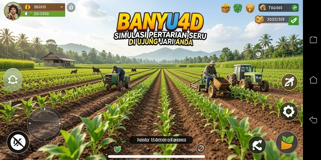 Tampilan gameplay BANYU4D dengan aktivitas bercocok tanam yang menarik.