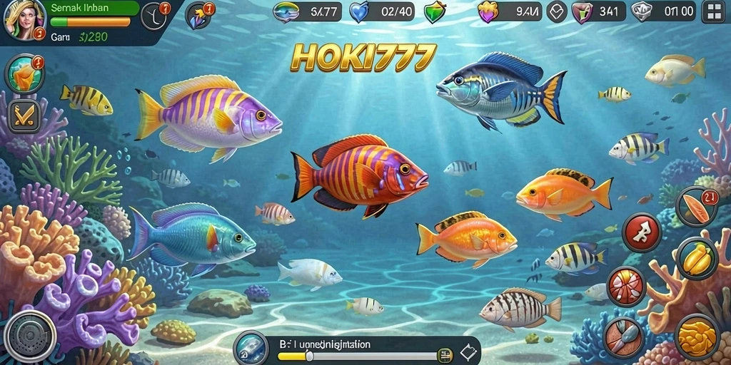 Screenshot HOKI777 menampilkan keseruan gameplay Tembak Ikan.