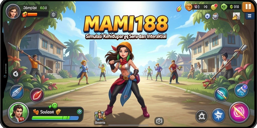 Tampilan gameplay menarik dalam MAMI188 yang menunjukkan simulasi kehidupan.