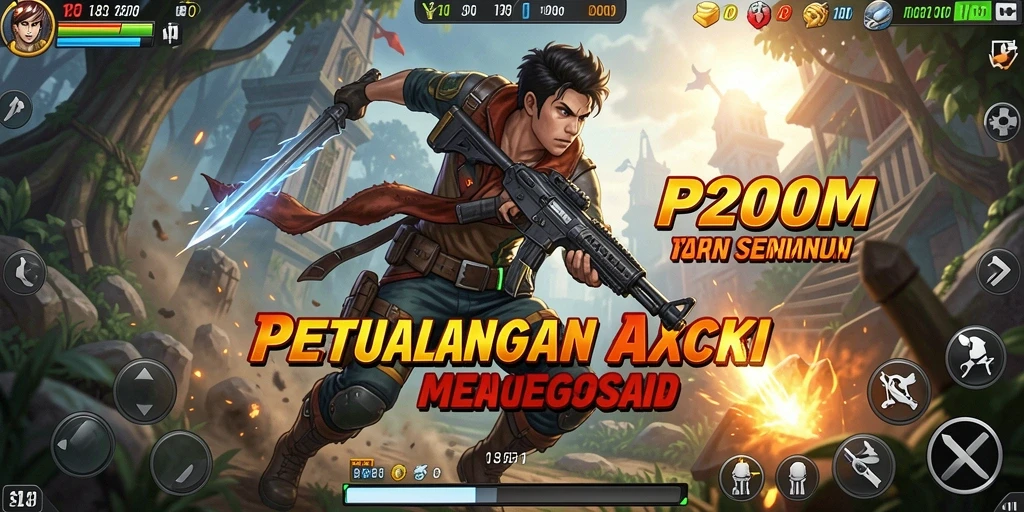 Tangkapan layar utama gameplay P200M yang penuh aksi
