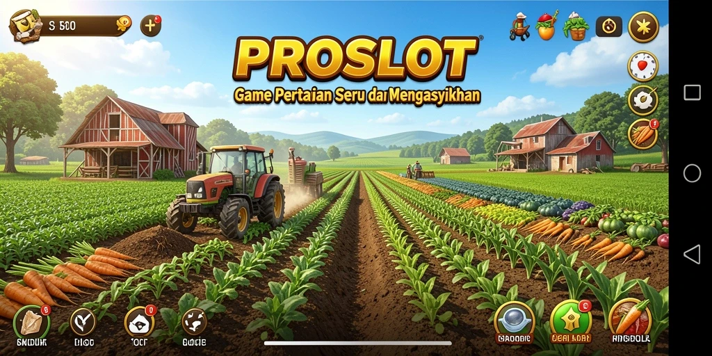 Tampilan menarik gameplay pertanian di PROSLOT.