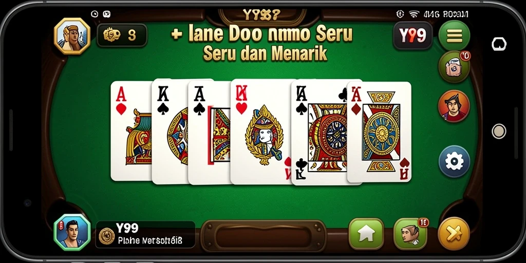 Gameplay seru dari Y89 menampilkan kartu Domino yang berwarna-warni.